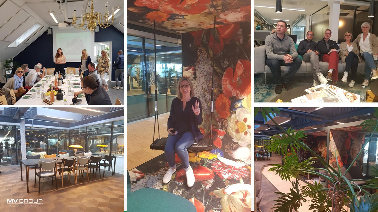 Mosaïque de photos de la learning expedition au Danemark : repas, locaux, photo de groupe