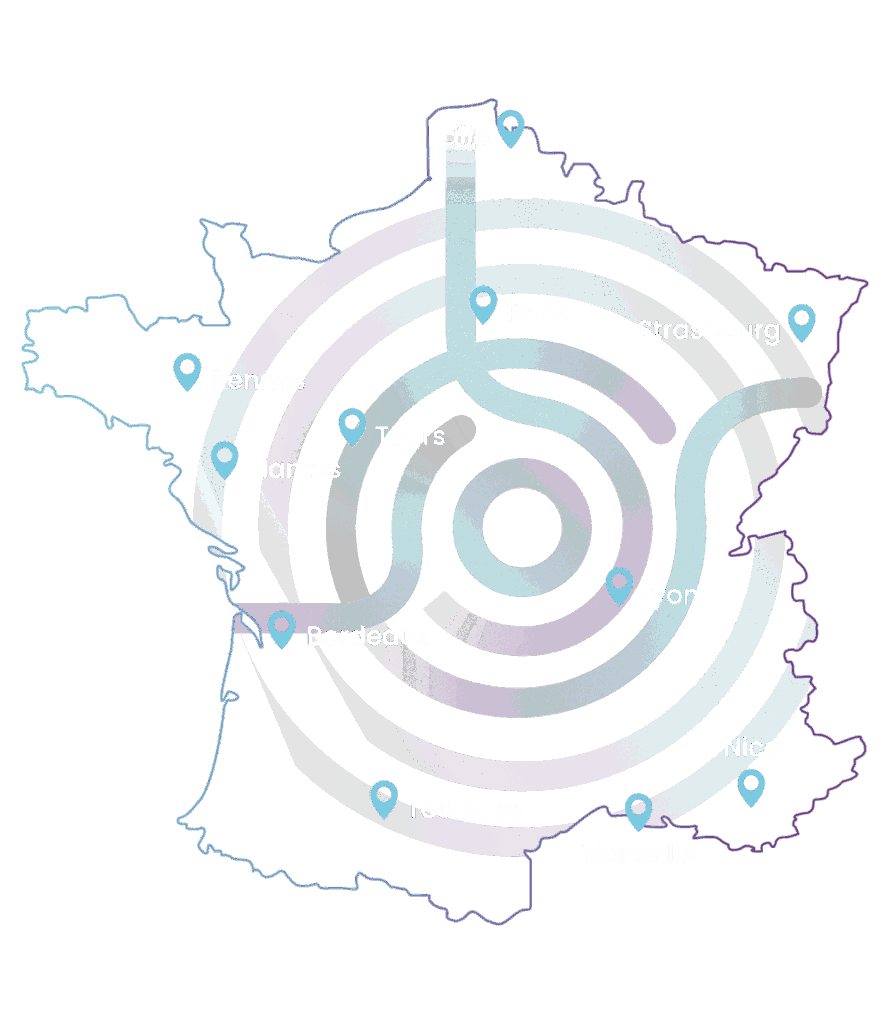 Carte de France de la localisation des agences